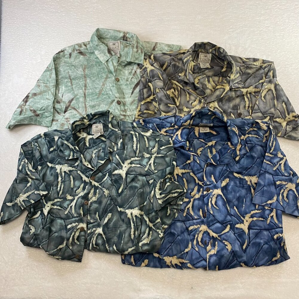 Luau Lot of 4 Men's M 100% Cotton Hawaiian Button Up Shirt Aloha Beach Tropical